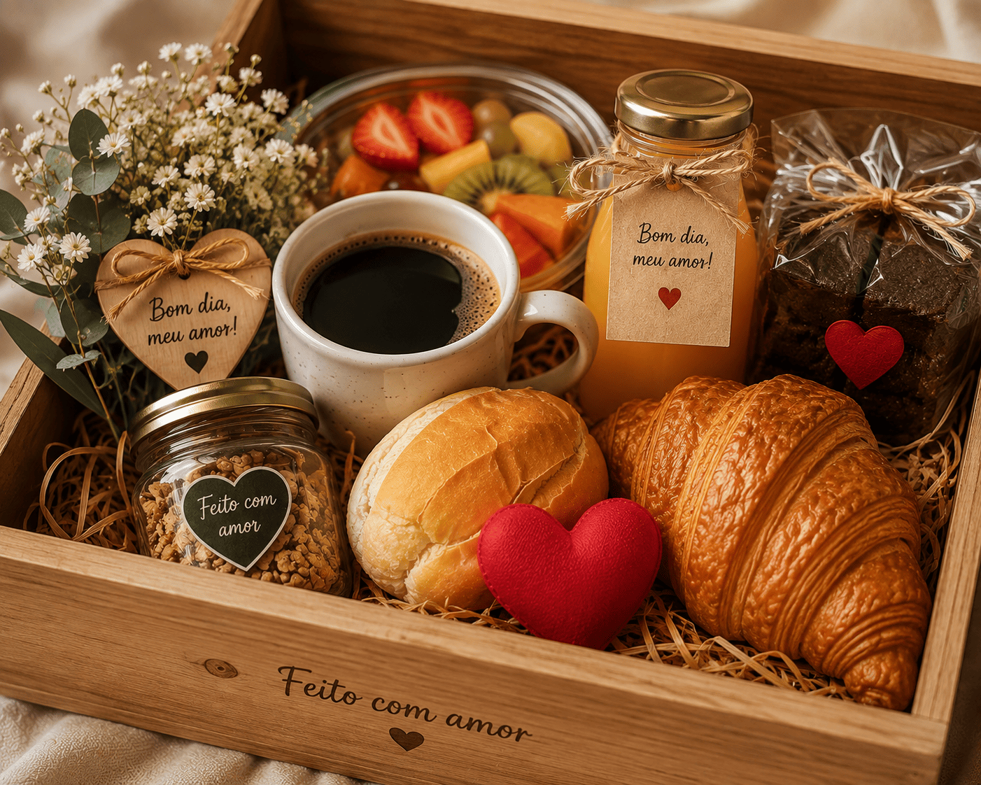 Caixa de café da manhã decorada